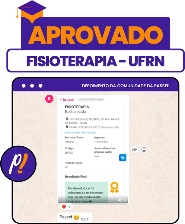 Cartão de aprovação: Brayan, Fisioterapia, UFRN