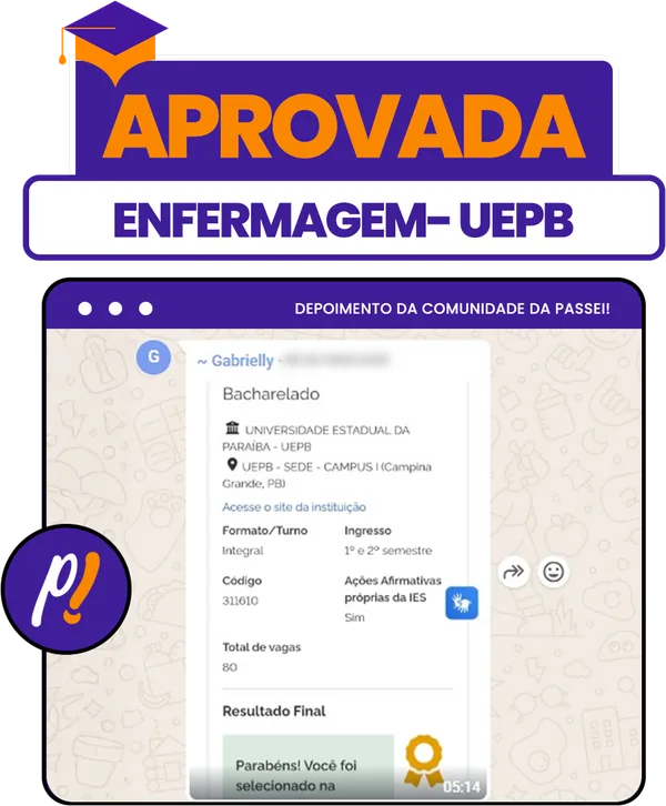Cartão de aprovação: Gabrielly, Enfermagem, UEPB