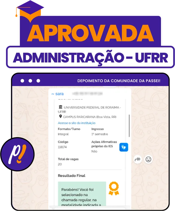 Cartão de aprovação: Sara, Administração, UFRR